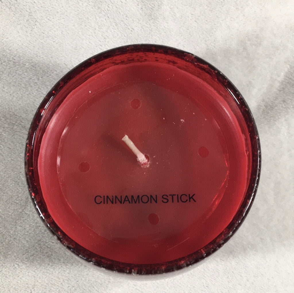 Decorative Candle Art Blown Glass Red with Gold Flecks / Cinnamon Stick