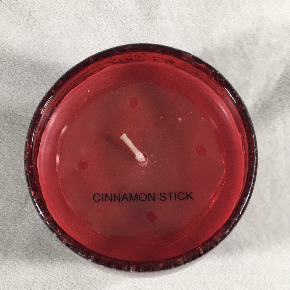 Decorative Candle Art Blown Glass Red with Gold Flecks / Cinnamon Stick