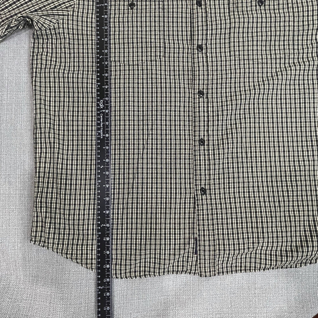 Nautica Jeans Co. Men's XXL (2XL) Black Tan Plaid Long Sleeve Button Up Shirt