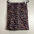 Merona Women Size 4 Navy Gold Animal Print Knee Length Leopard Pencil Skirt