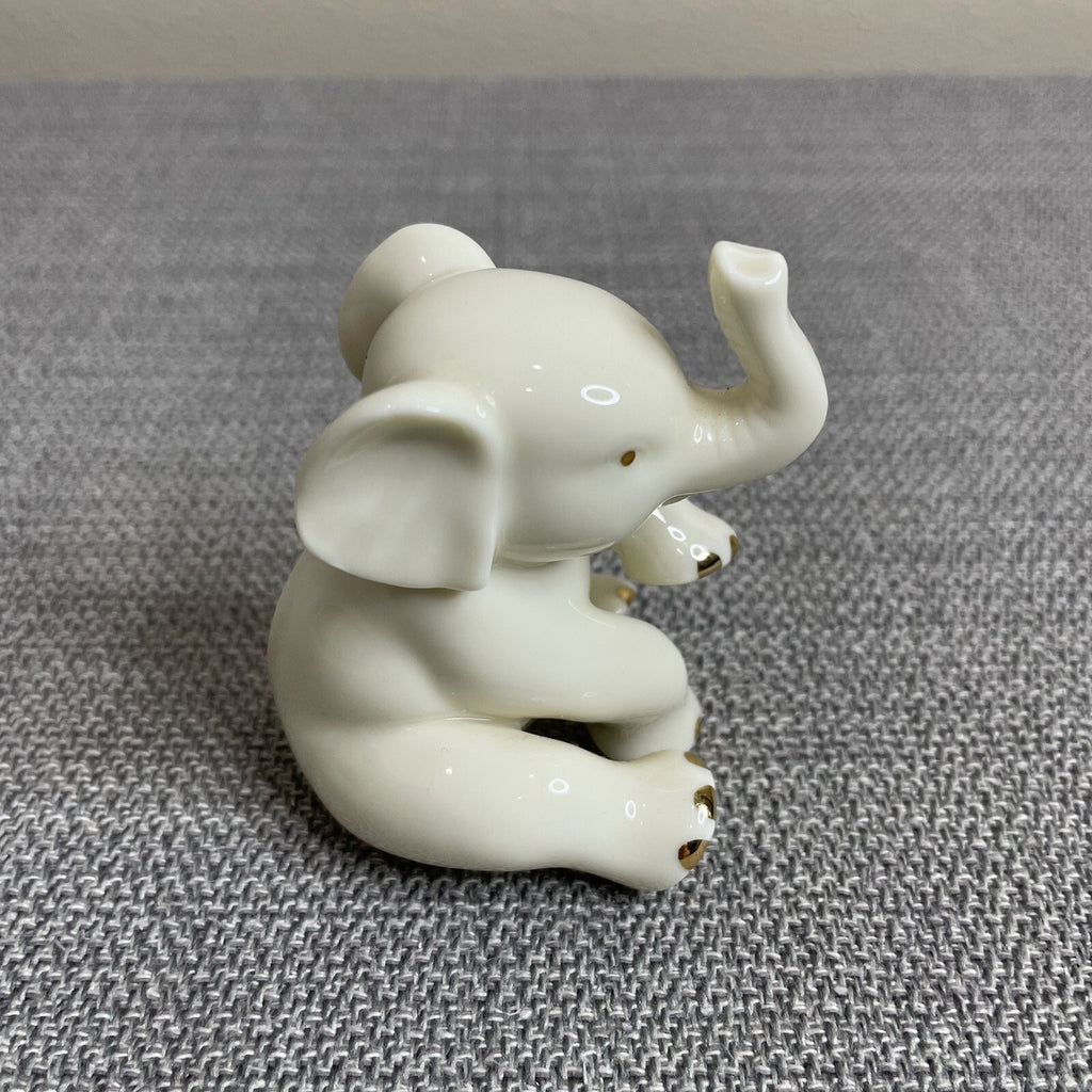Lenox Decorative Mini Baby Ivory and Gold Sitting Elephant Figurine