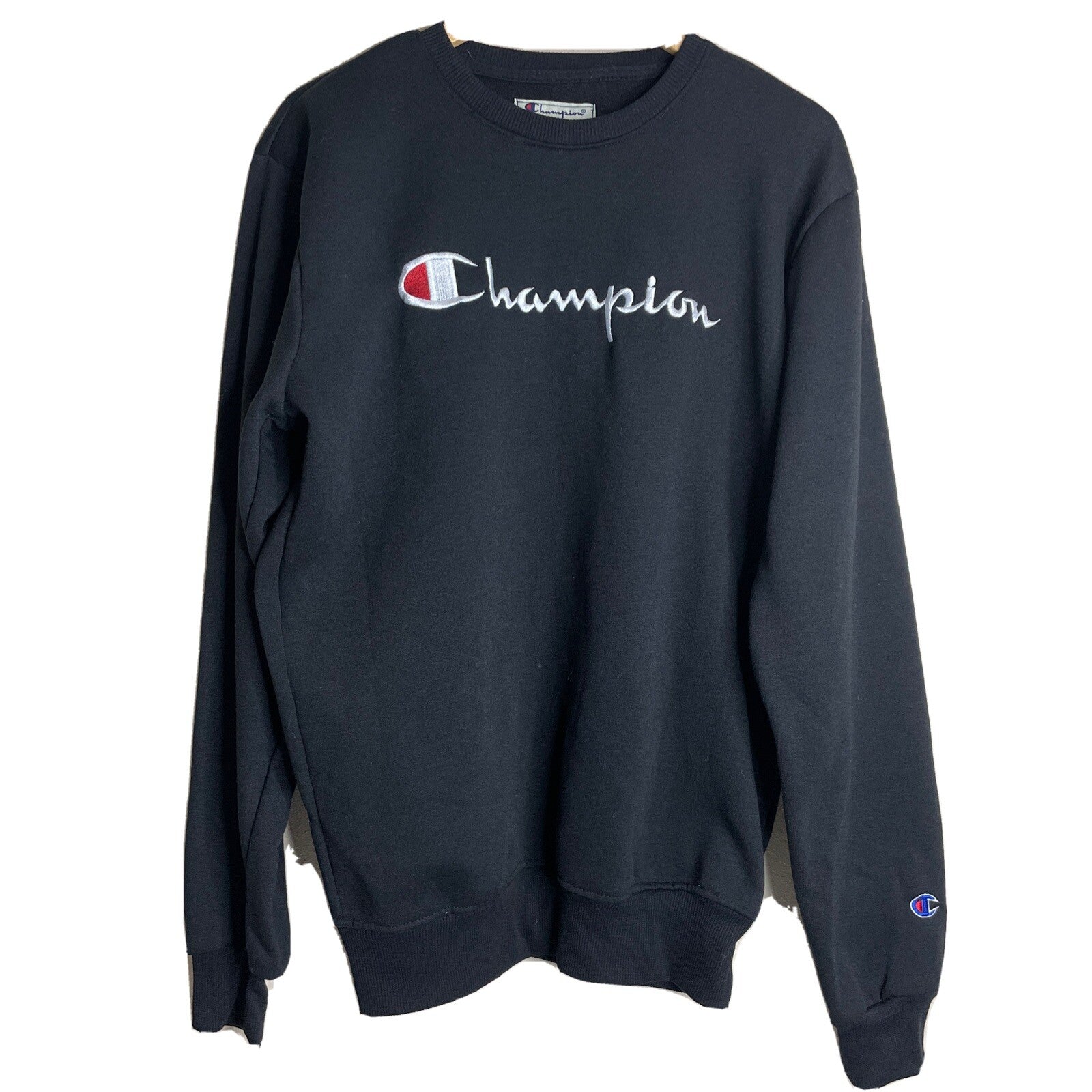 Champion Adult (Men’s/Women’s) Size L Black Sweatshirt w/Embroidered Lettering