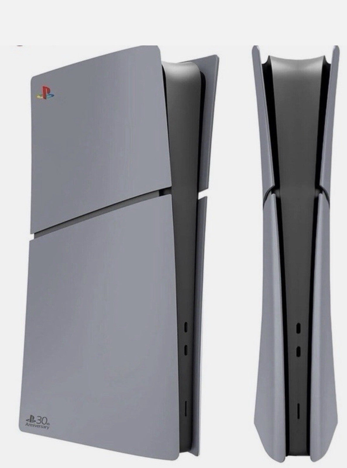 Gray PS5 Slim Faceplate Cover Plate Shell PlayStation 5 (Disc-Free) w/30th Annv.