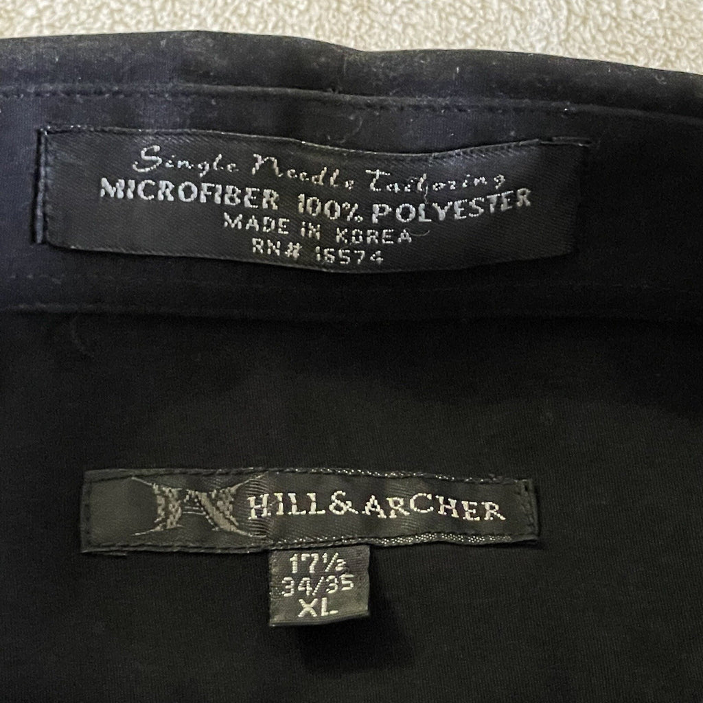 Hill & Archer Men's XL Black Long Sleeve Button Up Shirt with Embroidered Design