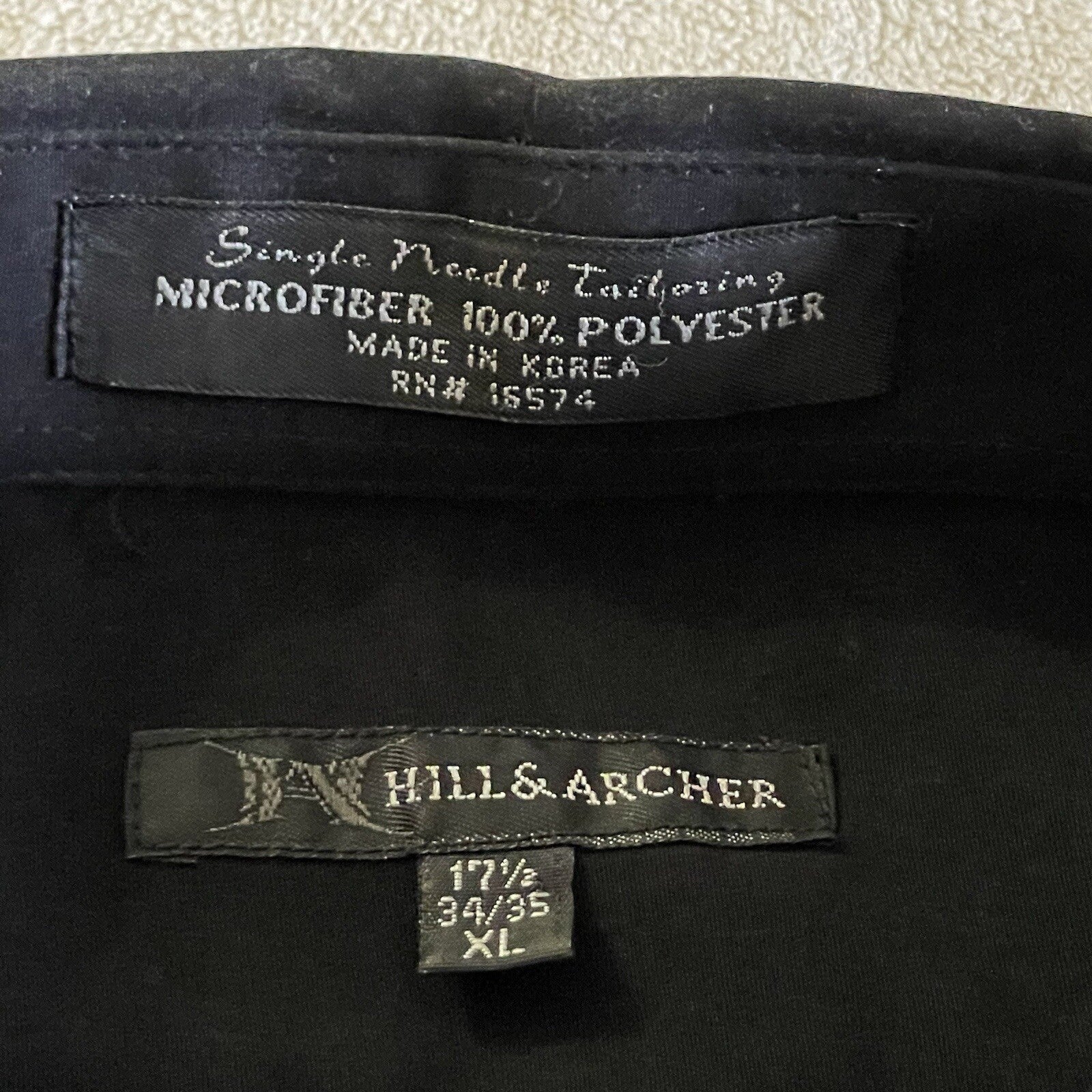 Hill & Archer Men's XL Black Long Sleeve Button Up Shirt with Embroidered Design