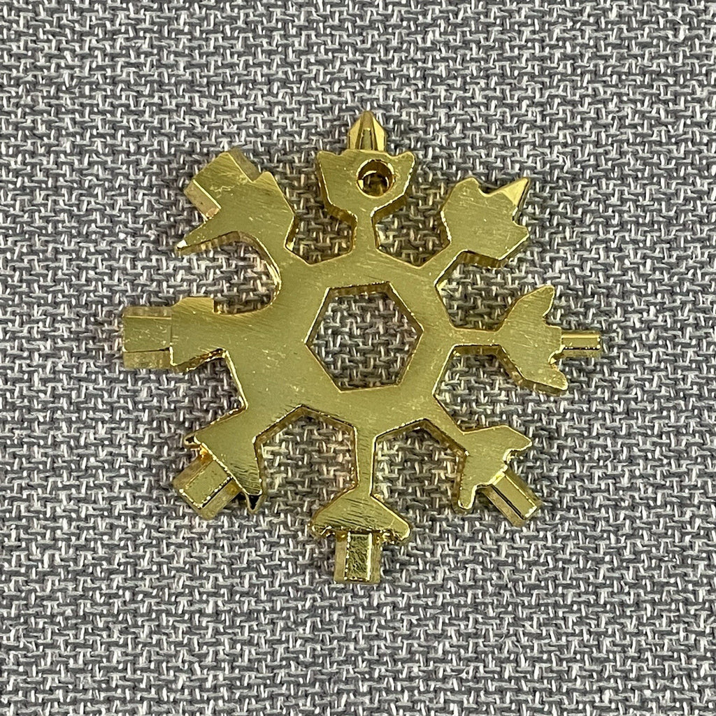 Decorative Metal Cutout Snowflake Keychain Multi Tool / Snowboarding Screwdriver