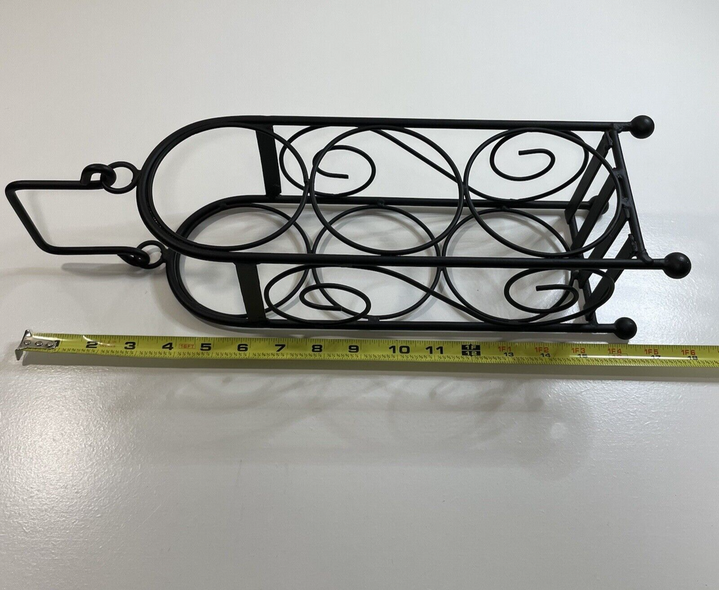 Decorative Black Metal/Iron Wine Rack / Bottle Holder (Holds 3 Bottles)