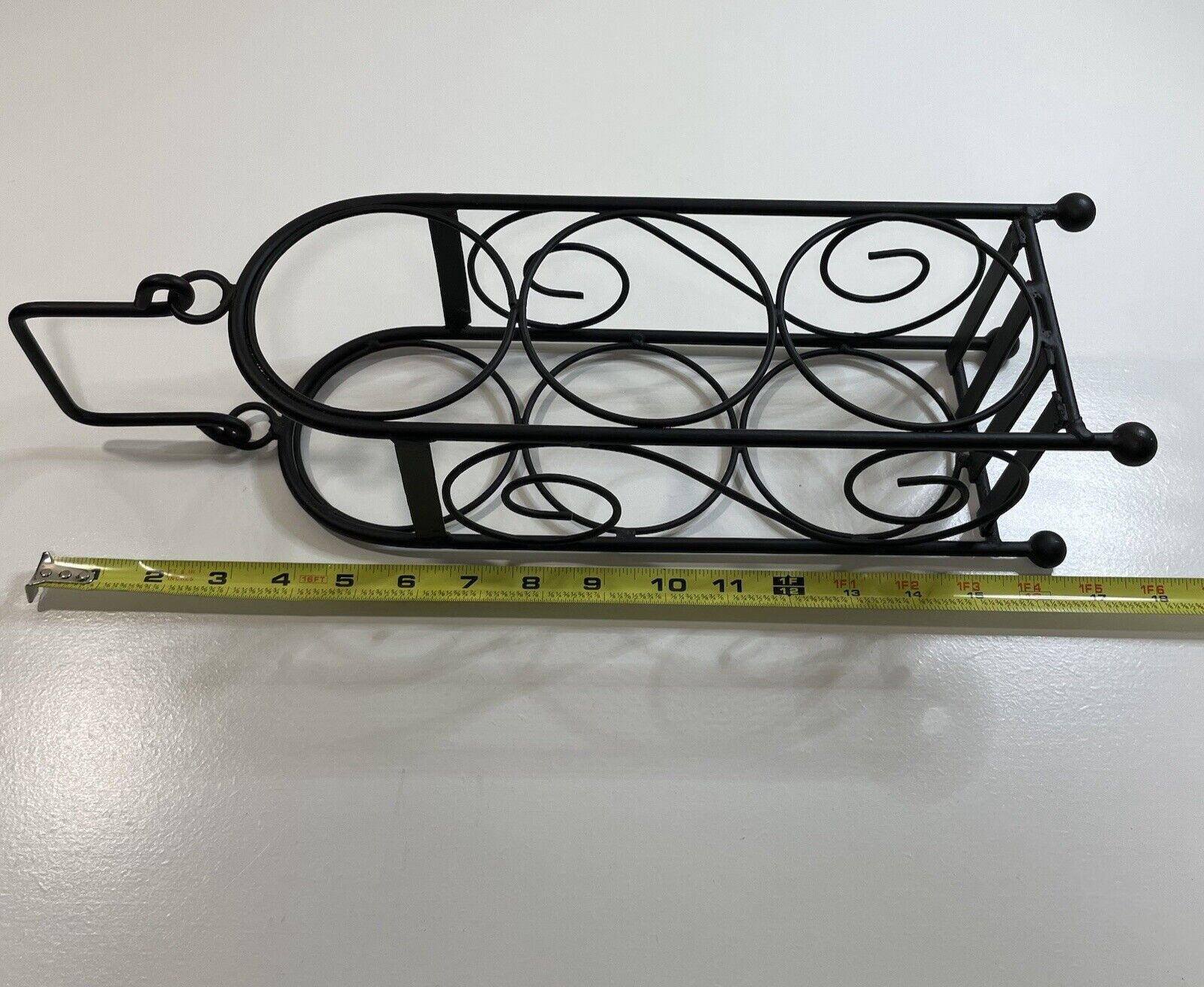 Decorative Black Metal/Iron Wine Rack / Bottle Holder (Holds 3 Bottles)