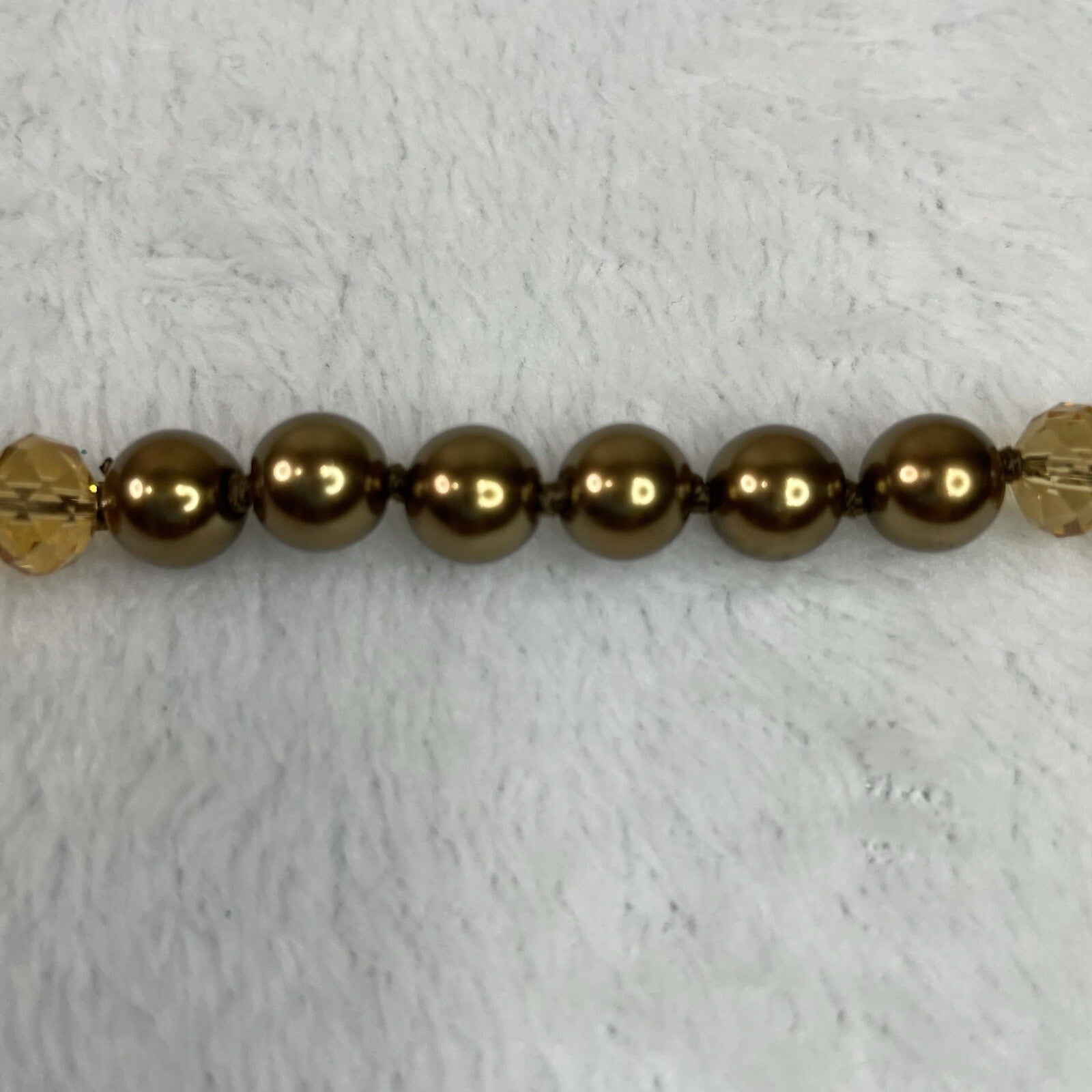 Women’s Fashion Jewelry Gold Tone & Amber Beaded Long Necklace w/Earrings