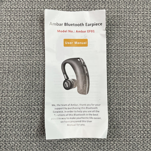Ambar Black Bluetooth Earpiece with Case (Model: EF01)