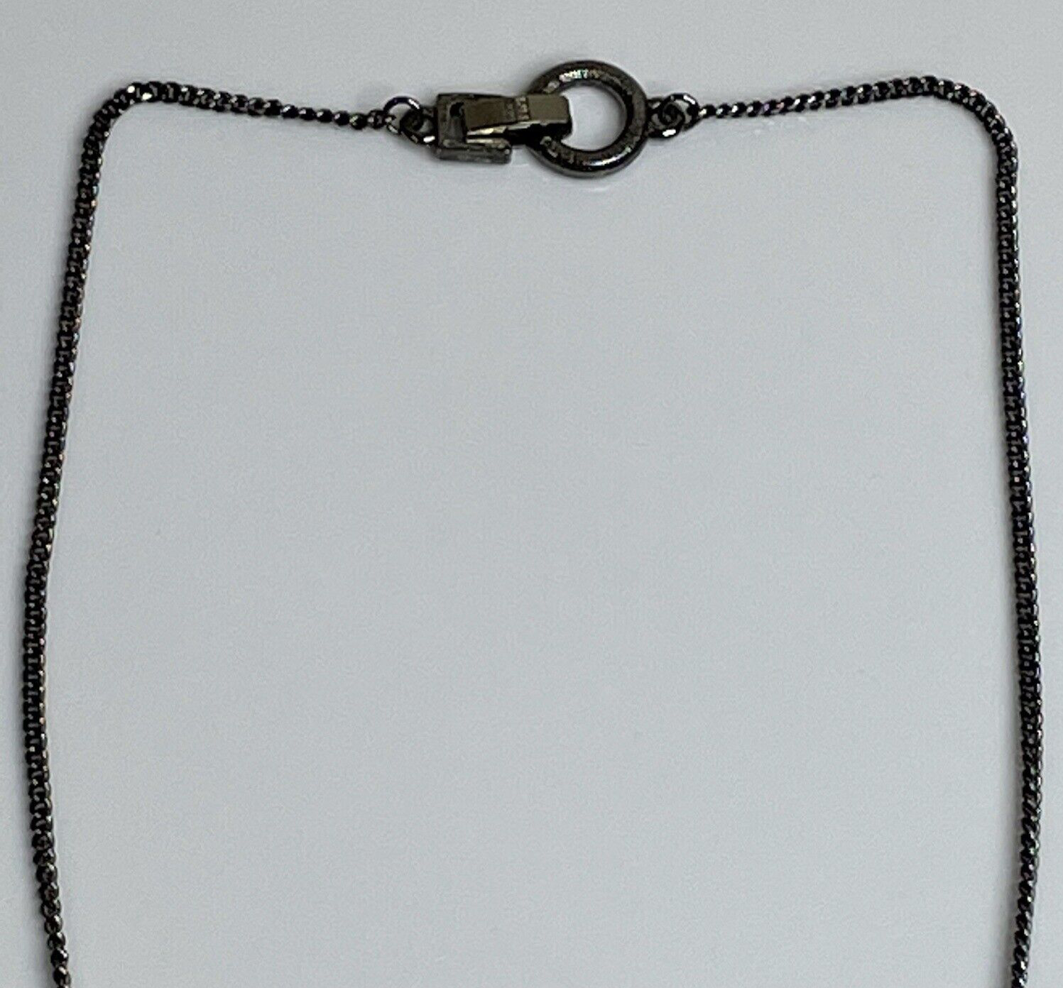 Women's Fashion Jewelry Silver Detailed Long Block Bar Necklace Onyx Color Chain