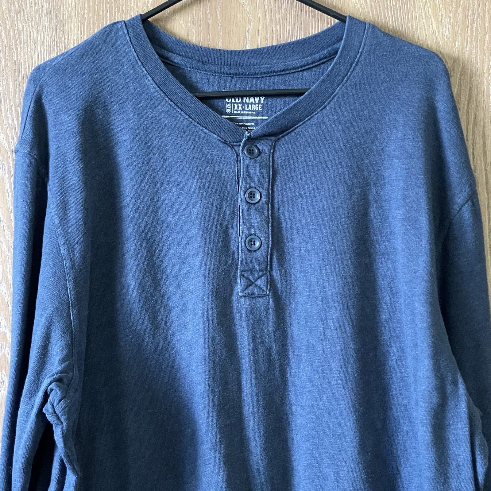 Old Navy Men's Size XX-Large (2XL) Blue Long Sleeve Casual Henley Shirt