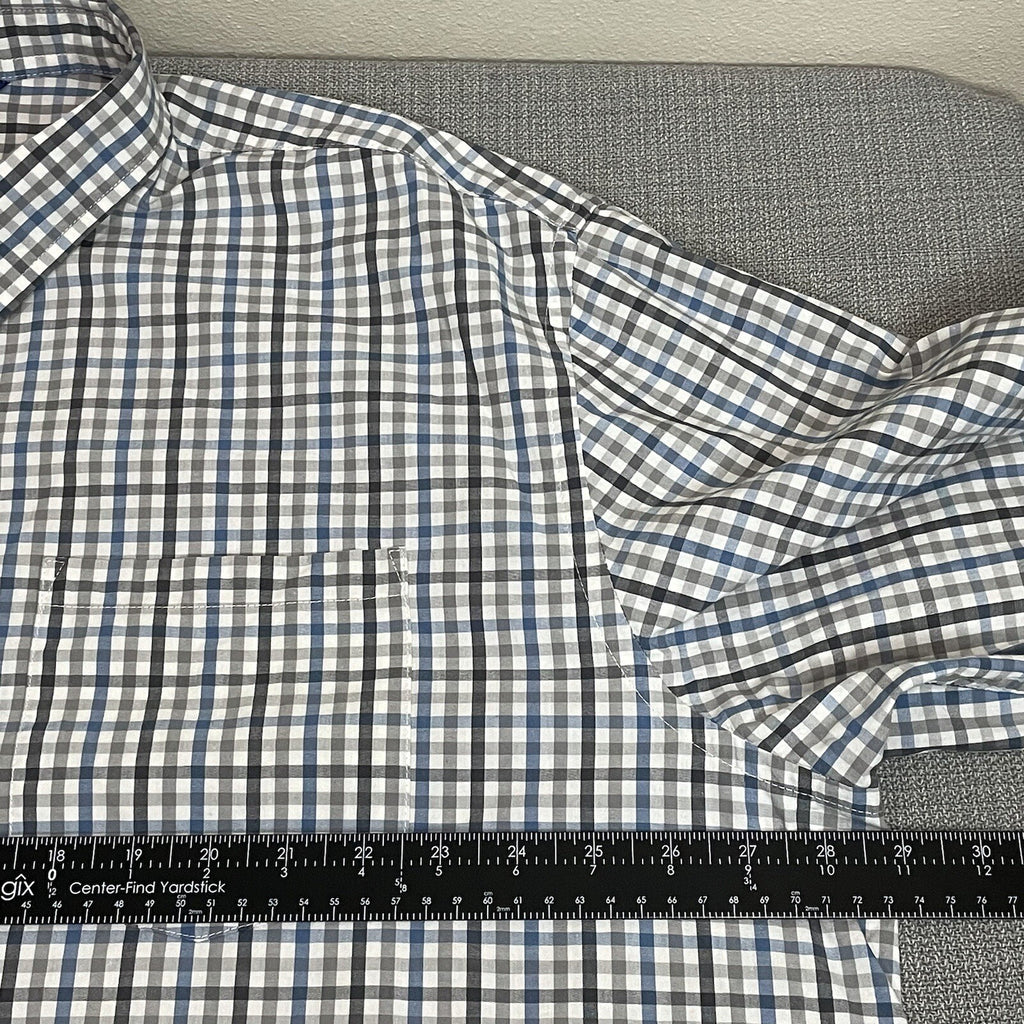 Falls Creek Mens XXLT (2X Large Tall) Gray Plaid Long Sleeve Button Up Shirt