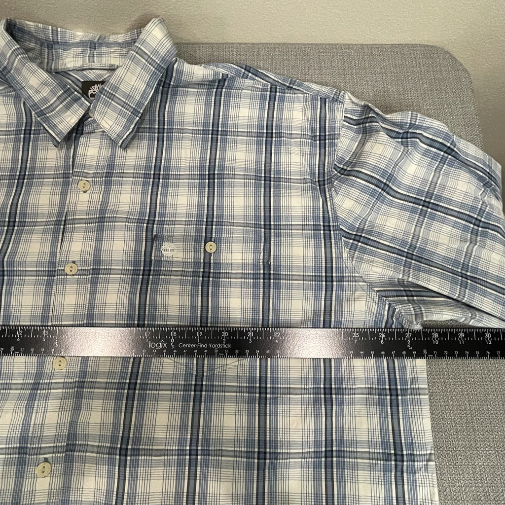 Timberland Men's XXL (2XL) Blue Plaid Long Sleeve Button Up Dress Shirt