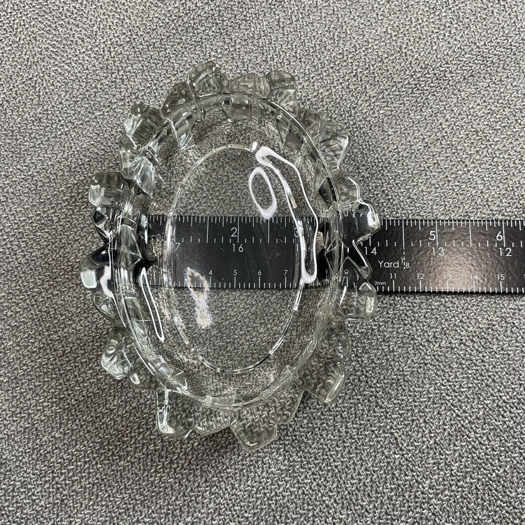 Avon Decorative Clear Carved Glass Oval Shaped Soap Dish