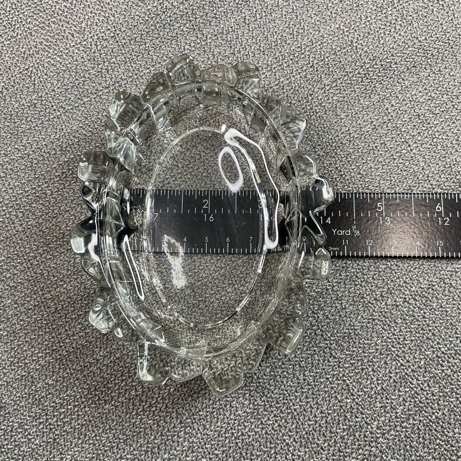 Avon Decorative Clear Carved Glass Oval Shaped Soap Dish