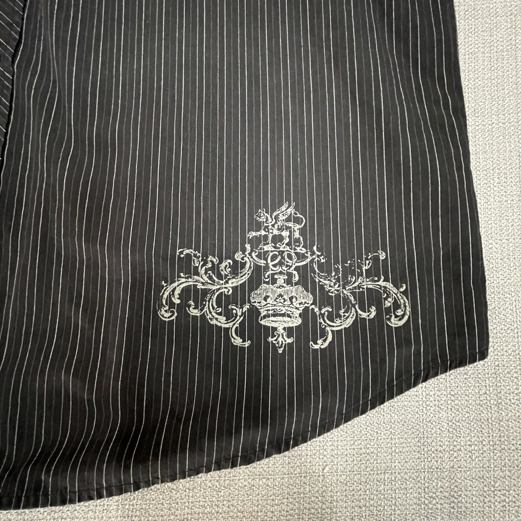 Level Ten Men XXL Black Striped Long Sleeve Button Up Shirt with Back Design 2XL
