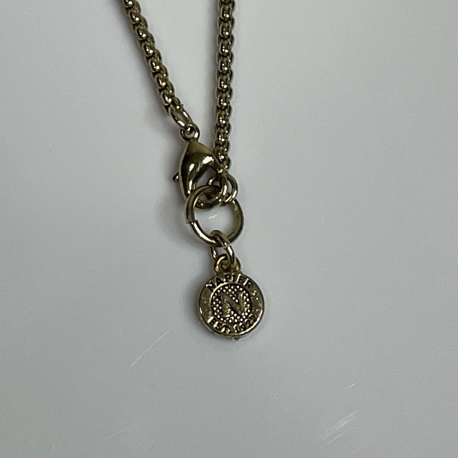 Napier Women's Fashion Jewelry Long Amber Peach Stone Necklace with Gold Chain