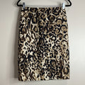 Merona Women Size 2 Brown Animal Print Stretch Knee Length Leopard Pencil Skirt