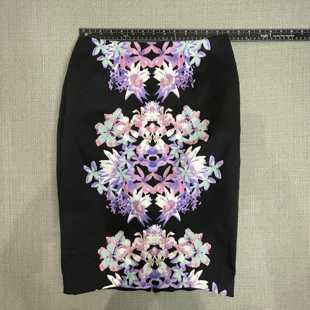 Mossimo Women's Size 6 Black Floral & All Black Stretch Pencil Skirts (Set of 2)