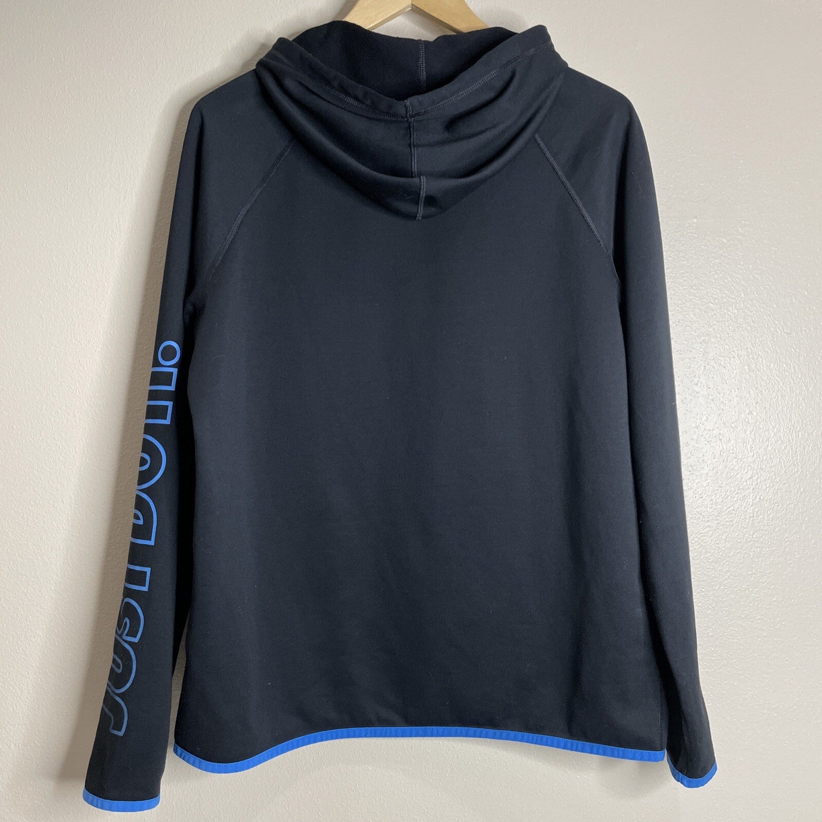 NIKE Women’s Just Do It Black/Blue Hoodie With Embroidered Logo Size Large
