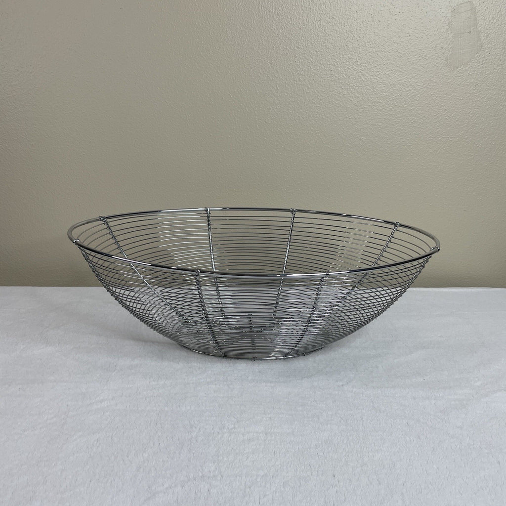 Decorative Silver Tone Metal Wire Fruit / Snack / Food / Home Decor Oval Basket