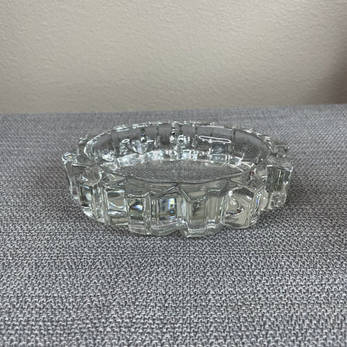 Avon Decorative Clear Carved Glass Oval Shaped Soap Dish