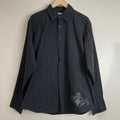 Level Ten Men XXL Black Striped Long Sleeve Button Up Shirt with Back Design 2XL