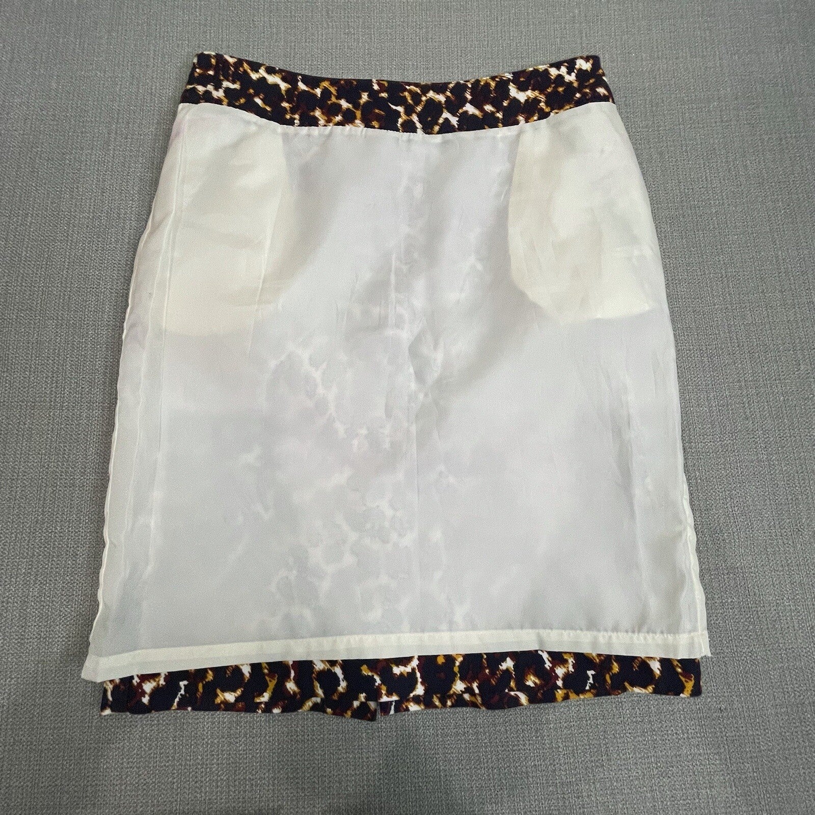 Merona Women Size 4 Navy Gold Animal Print Knee Length Leopard Pencil Skirt