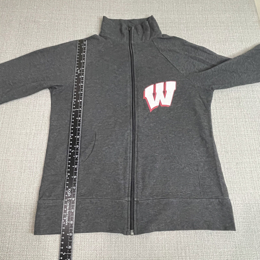 Boxercraft Women's Small Wisconsin Badgers Gray Lightweight Logo Sweater Jacket
