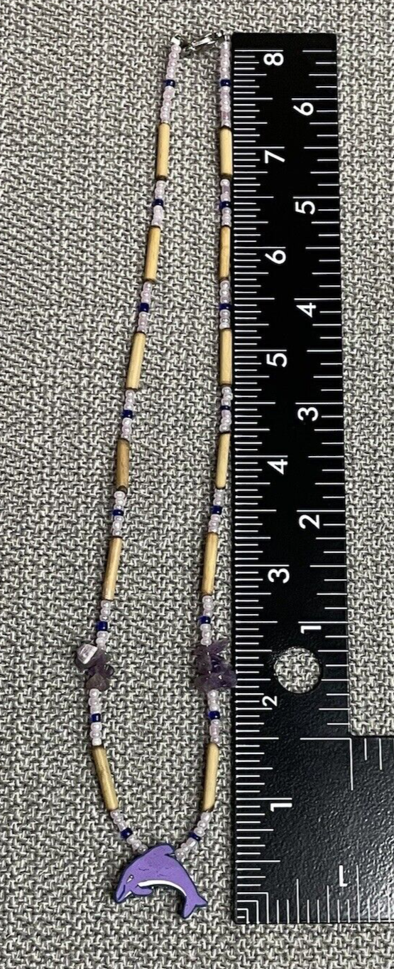 Women's (Girl's) Fashion Jewelry Blue & Purple Dolphin Charm Bead Necklace