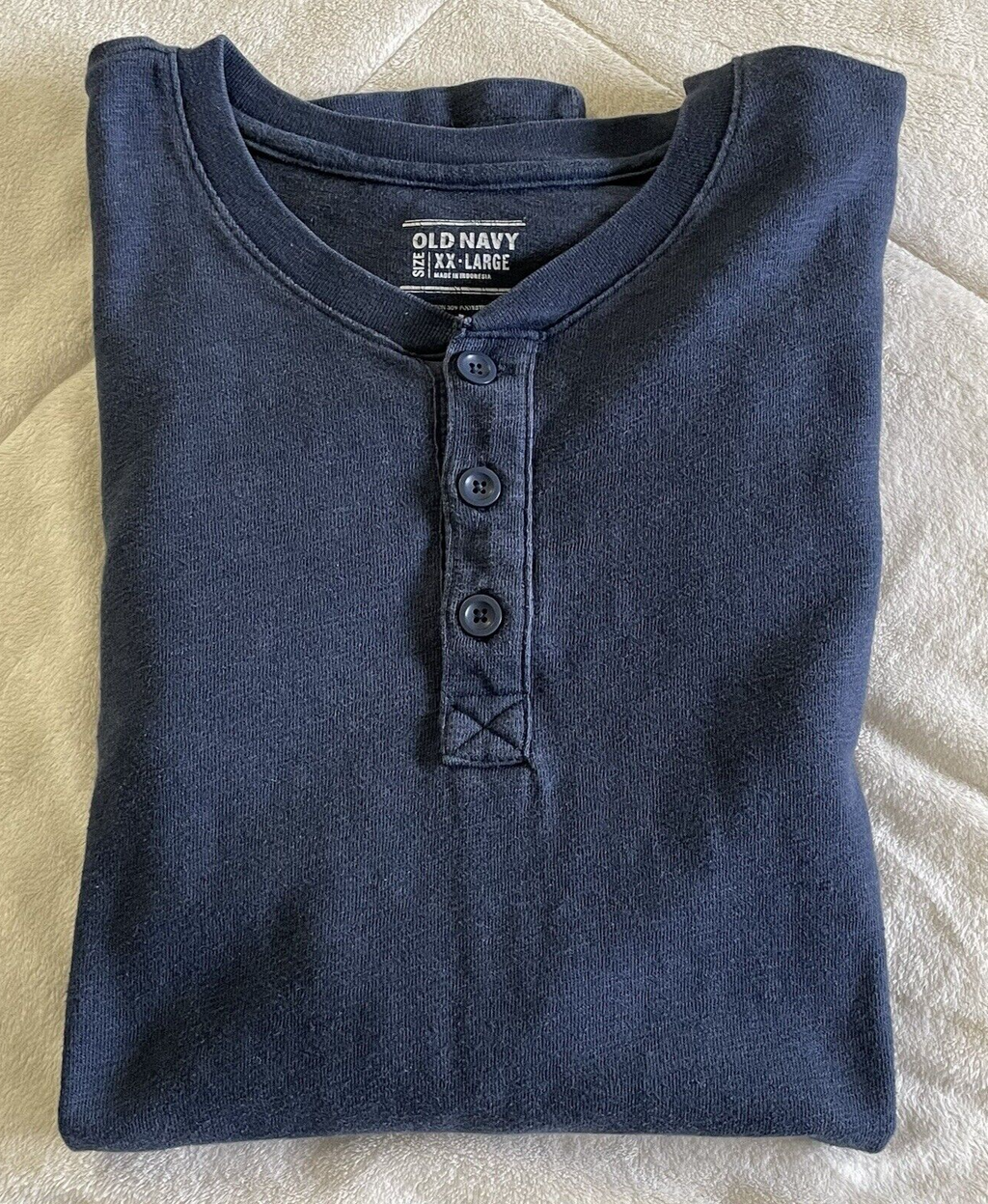 Old Navy Men's Size XX-Large (2XL) Blue Long Sleeve Casual Henley Shirt