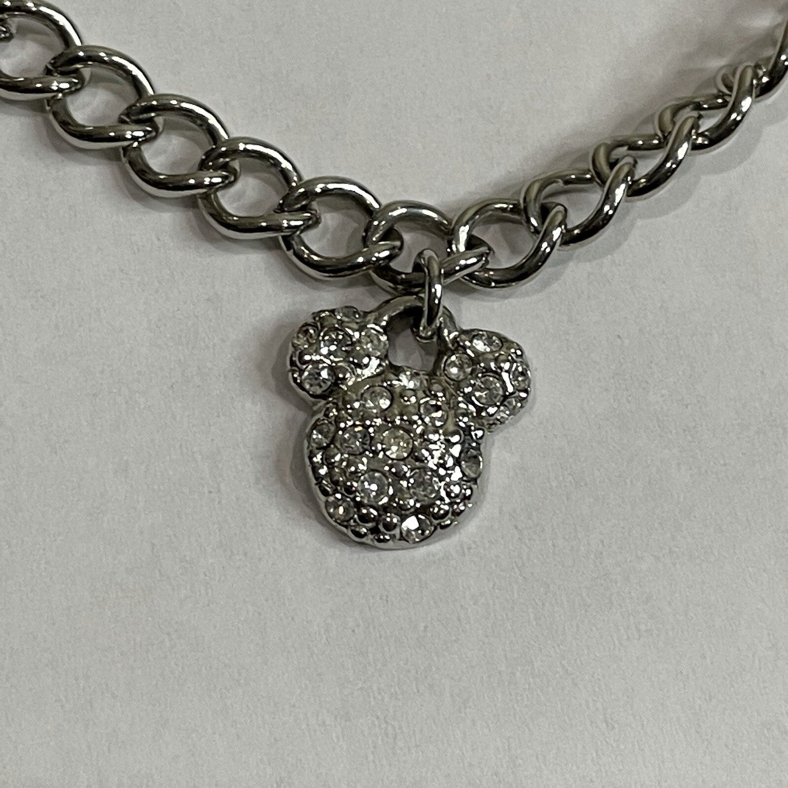 Disney Women’s Fashion Jewelry Faux Diamond Accent Mickey Mouse Logo Necklace