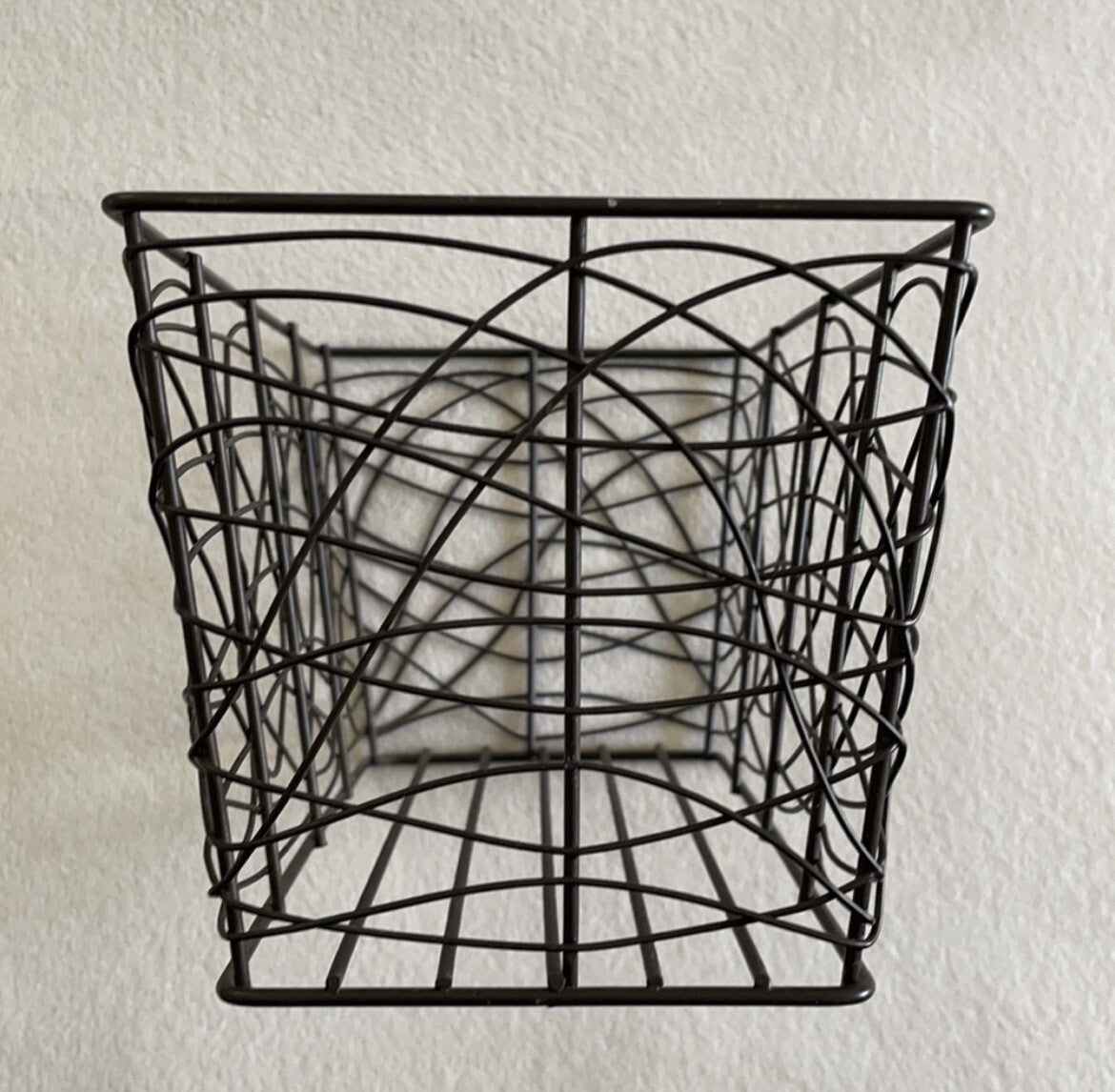 Decorative Brown Swirled Metal Storage Basket / Bin / Container