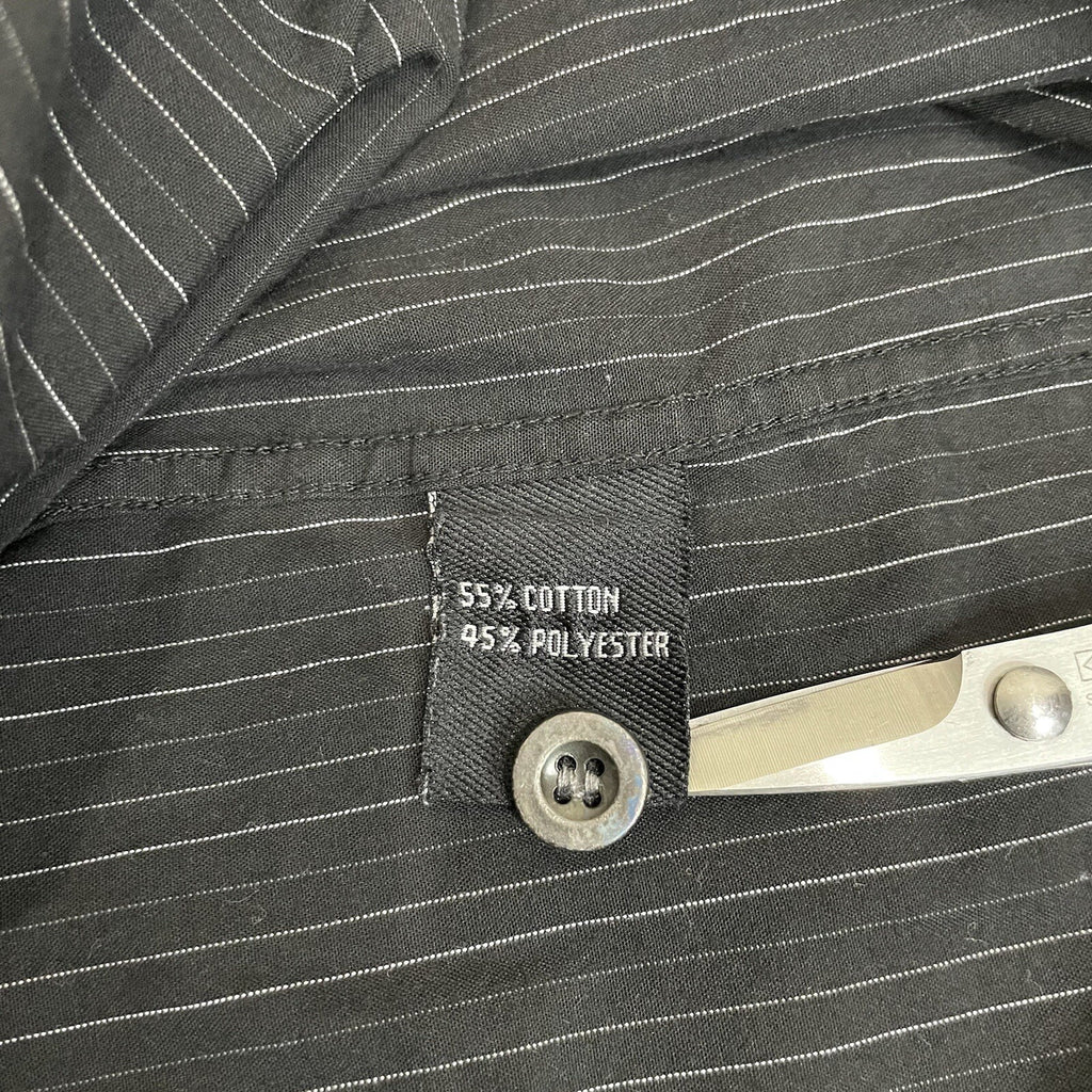 Level Ten Men XXL Black Striped Long Sleeve Button Up Shirt with Back Design 2XL