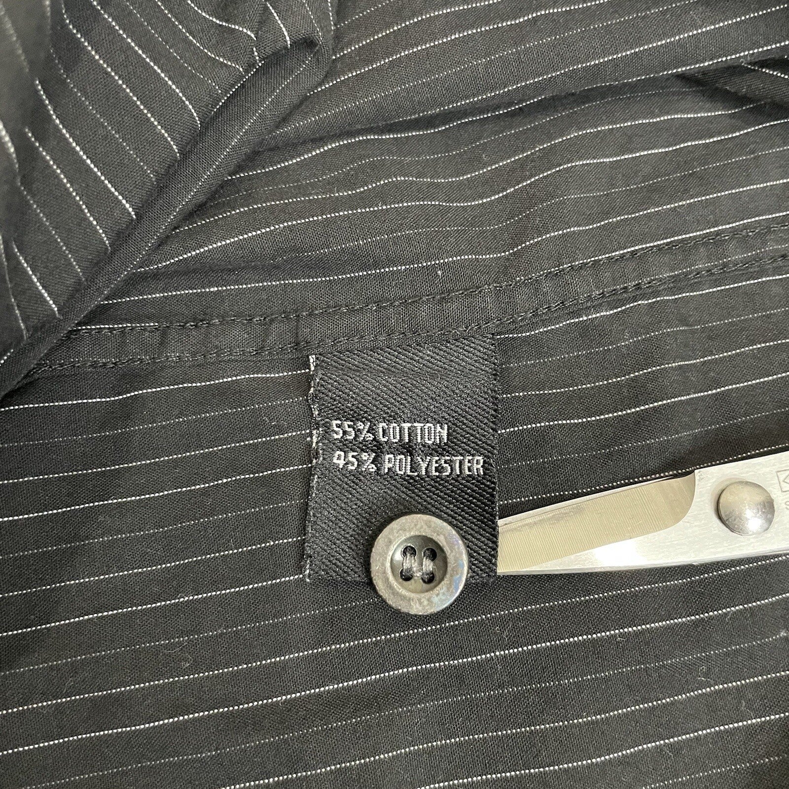 Level Ten Men XXL Black Striped Long Sleeve Button Up Shirt with Back Design 2XL