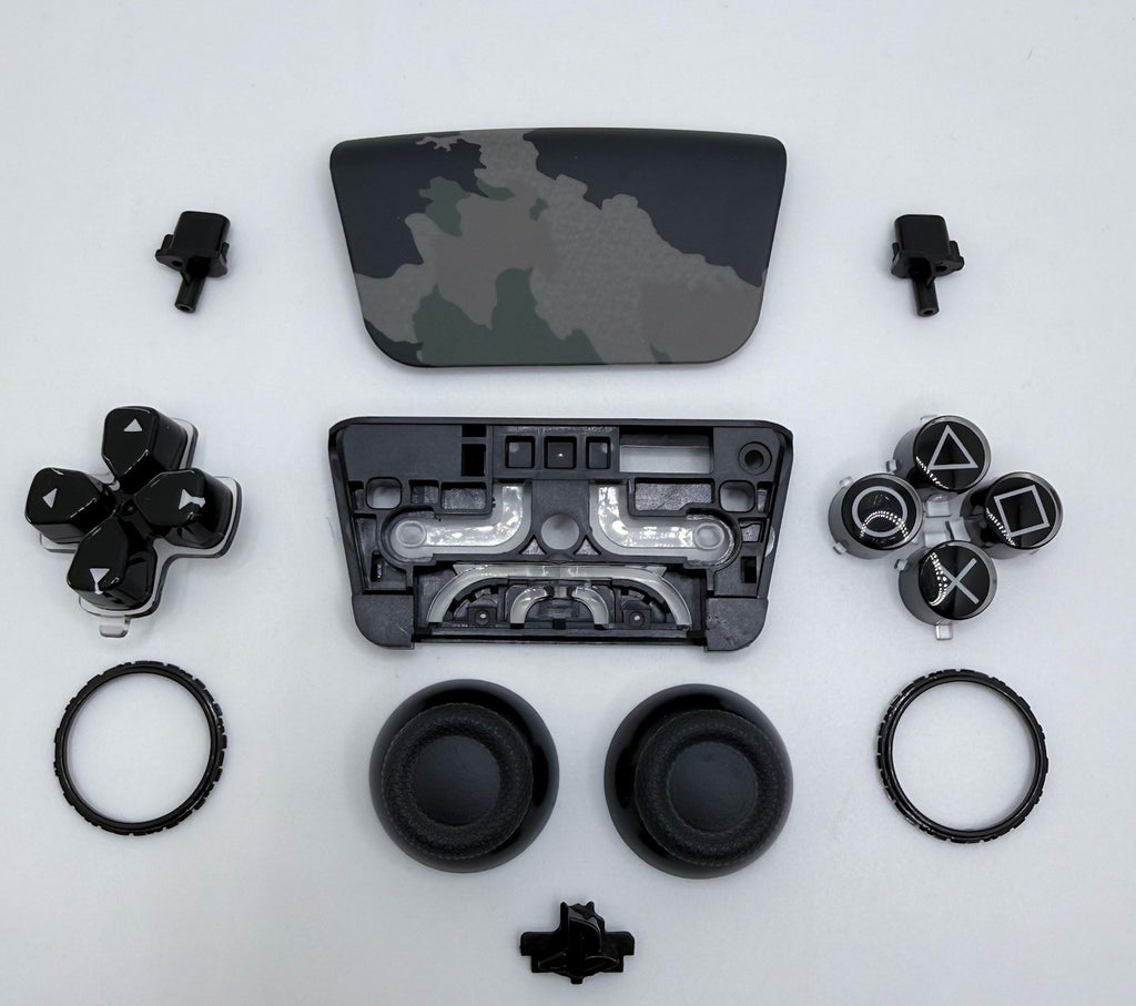 PS5 DualSense Controller Front Back Shell Case for PlayStation 5 Gray Camouflage