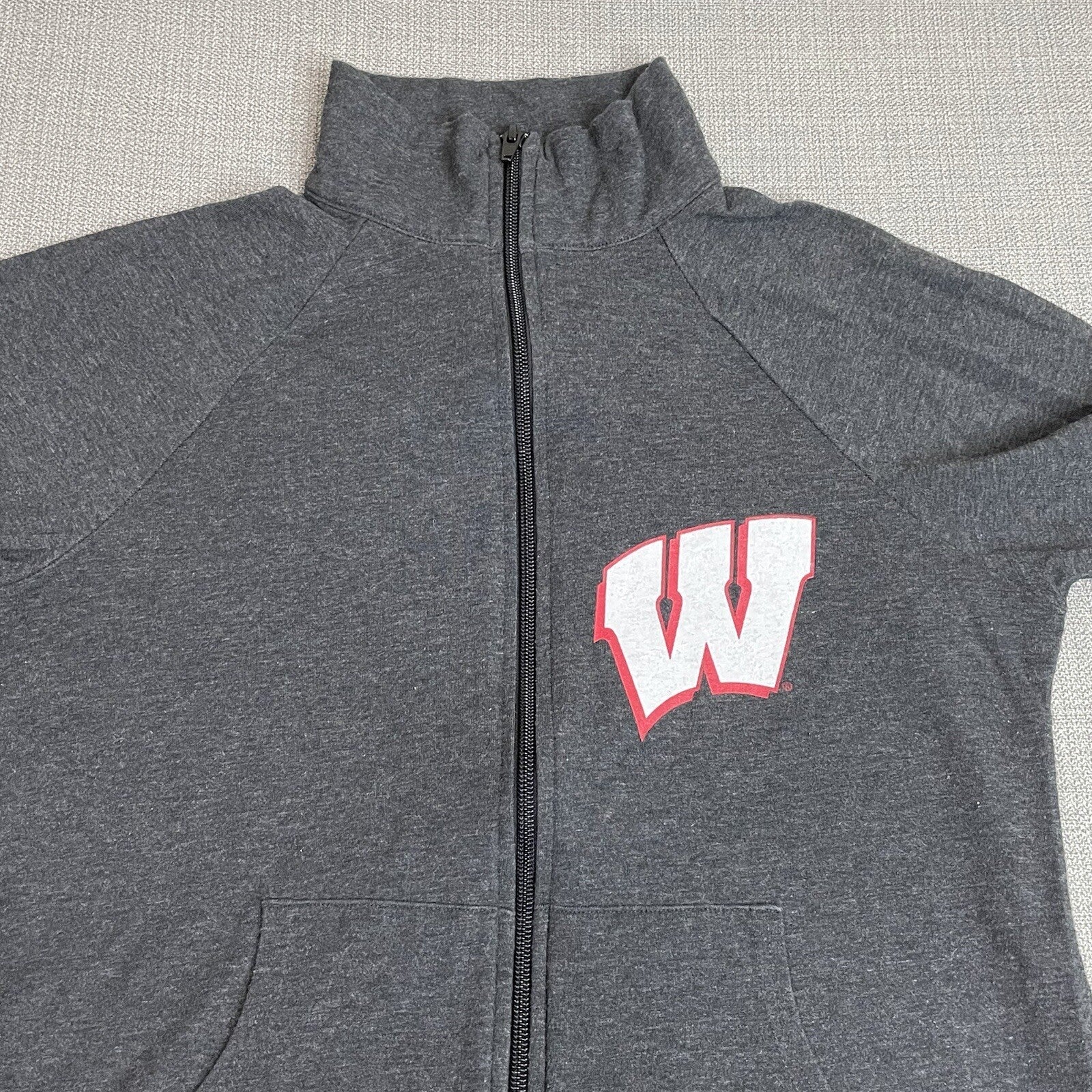Boxercraft Women's Small Wisconsin Badgers Gray Lightweight Logo Sweater Jacket