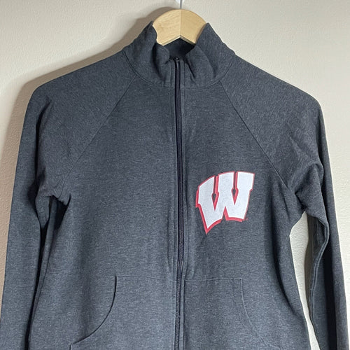 Boxercraft Women's Small Wisconsin Badgers Gray Lightweight Logo Sweater Jacket