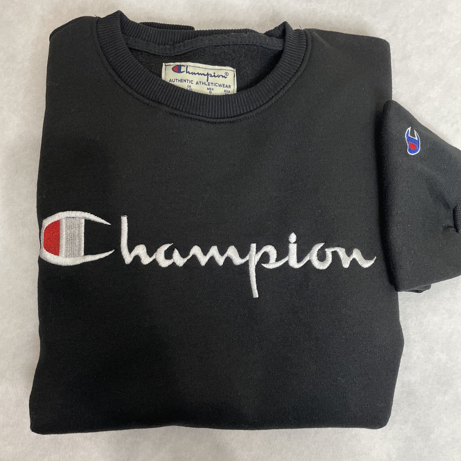 Champion Adult (Men’s/Women’s) Size L Black Sweatshirt w/Embroidered Lettering