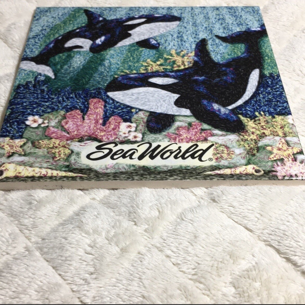 SeaWorld Orca Whales Decorative Hanging Plaque / Ceramic Art Tile / Trivet