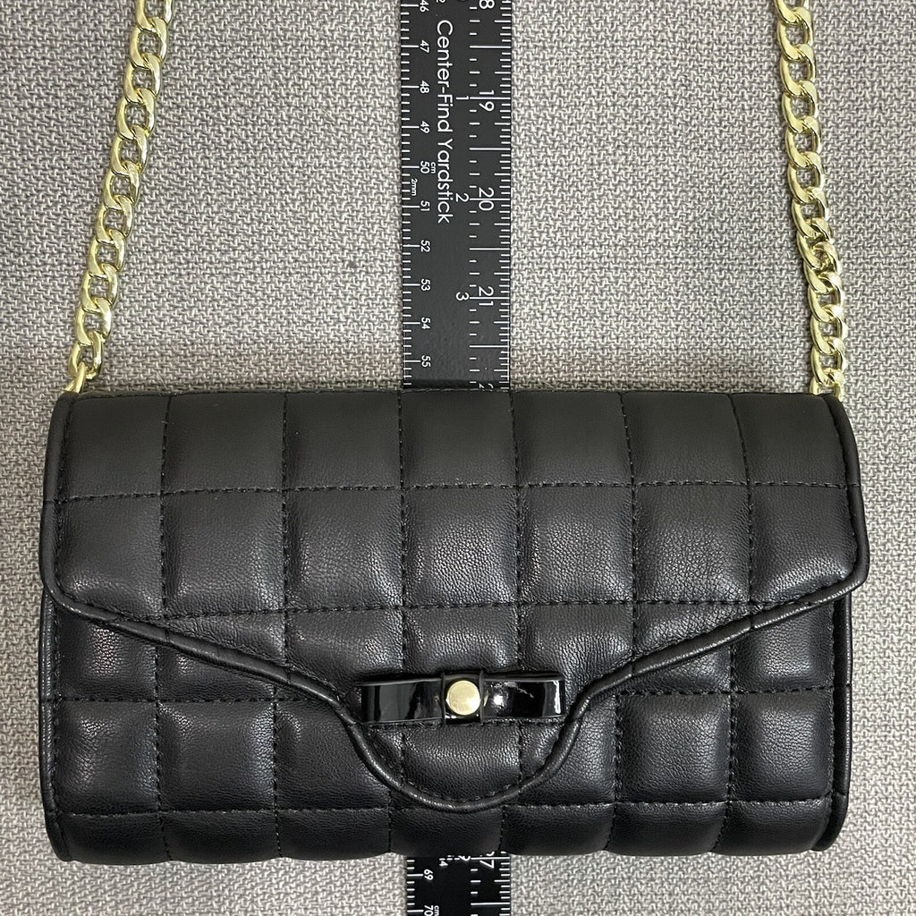 NWT Mossimo Women's Black Gold Chained Quilted Crossbody Bag Purse Wallet