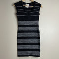 NWT Pink Rose Women's Size Small Black Gray Striped Sleeveless Mini Dress