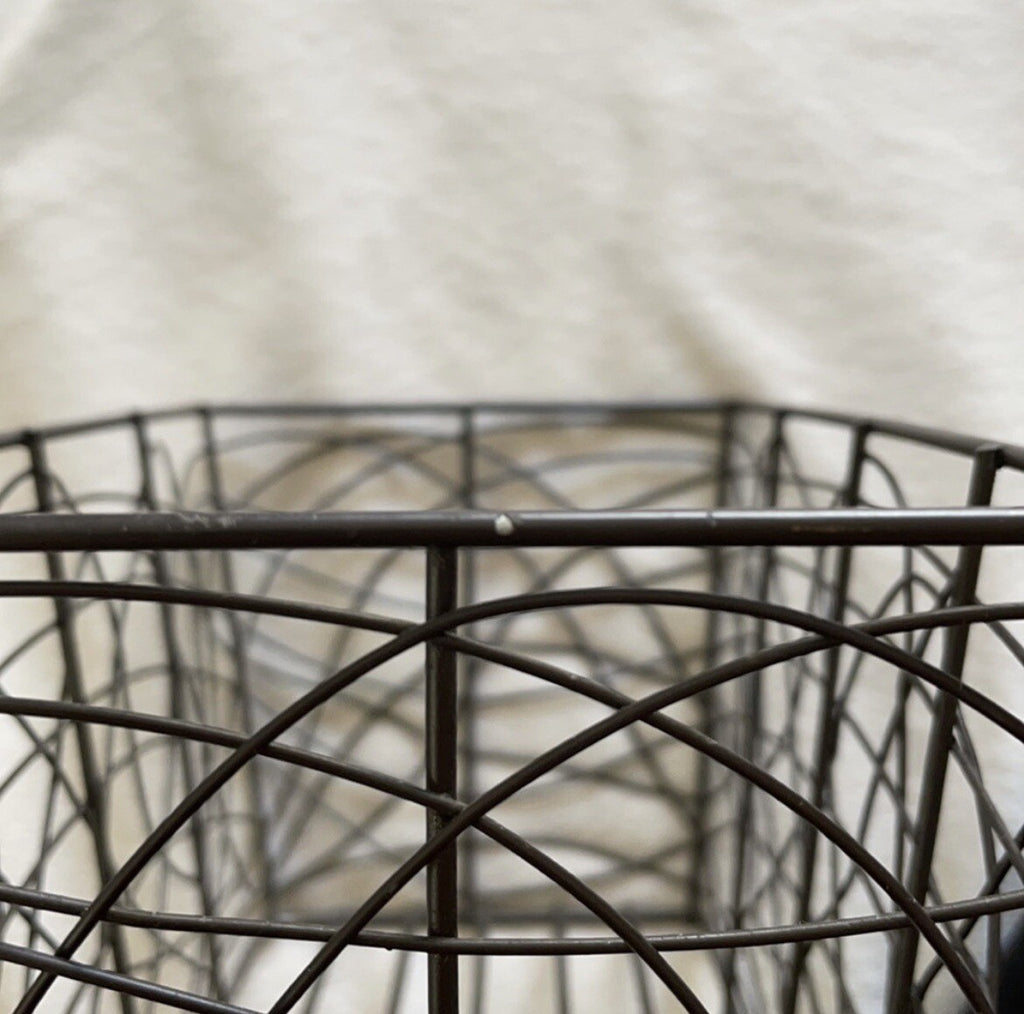 Decorative Brown Swirled Metal Storage Basket / Bin / Container