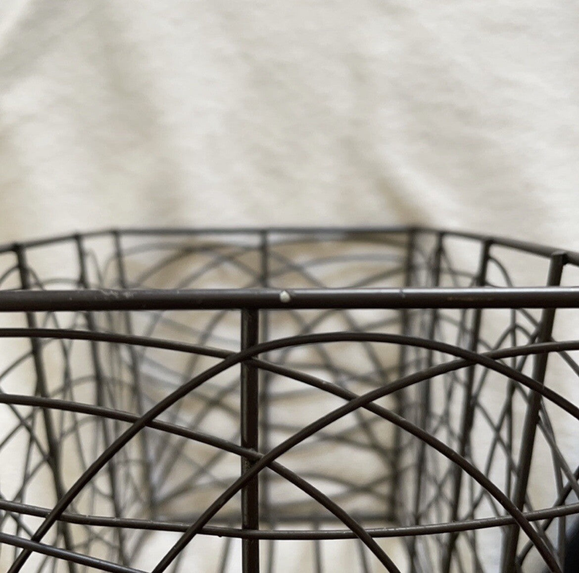 Decorative Brown Swirled Metal Storage Basket / Bin / Container