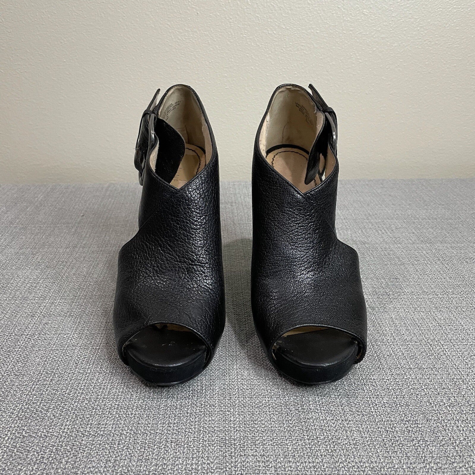 Nine West "NWMega" Women's (Size 6) Black Leather Tall Stack High Heels