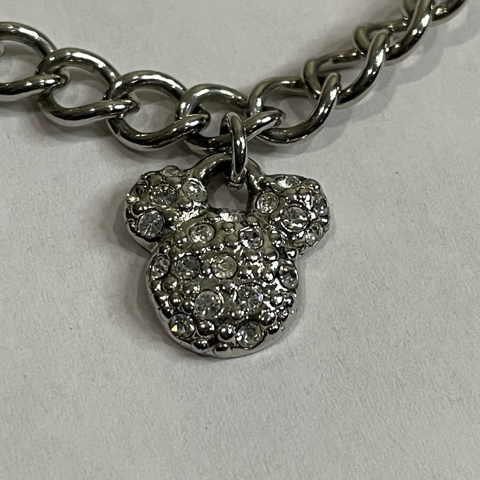 Disney Women’s Fashion Jewelry Faux Diamond Accent Mickey Mouse Logo Necklace