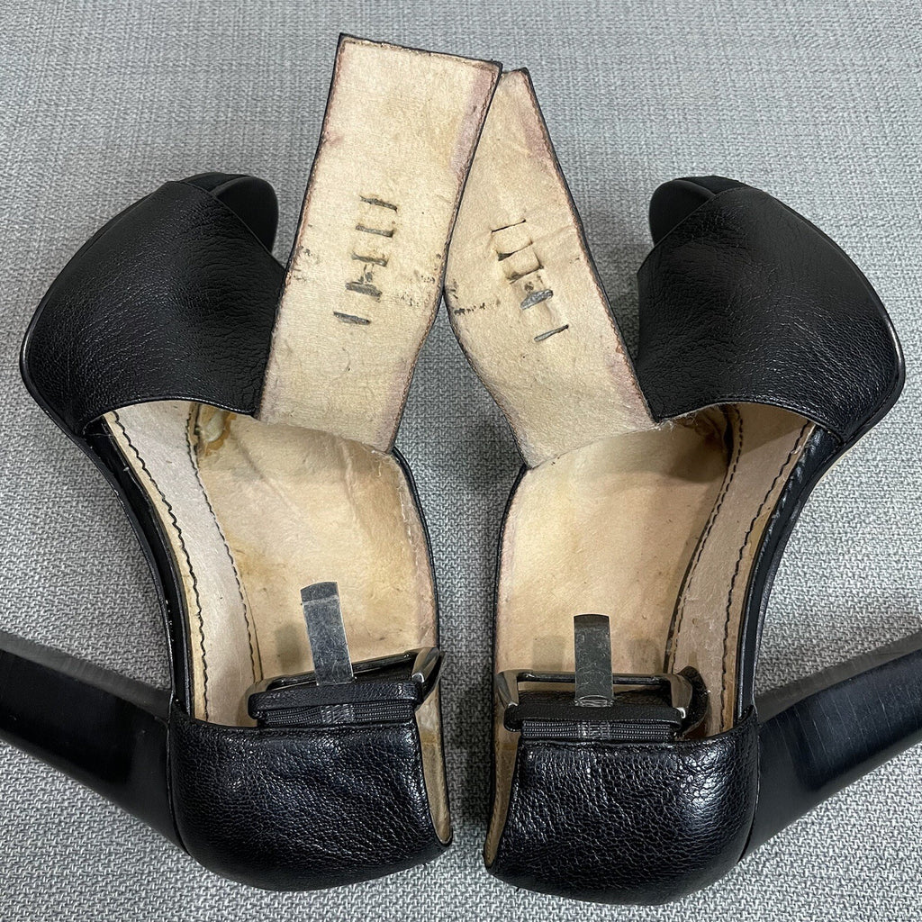 Nine West "NWMega" Women's (Size 6) Black Leather Tall Stack High Heels