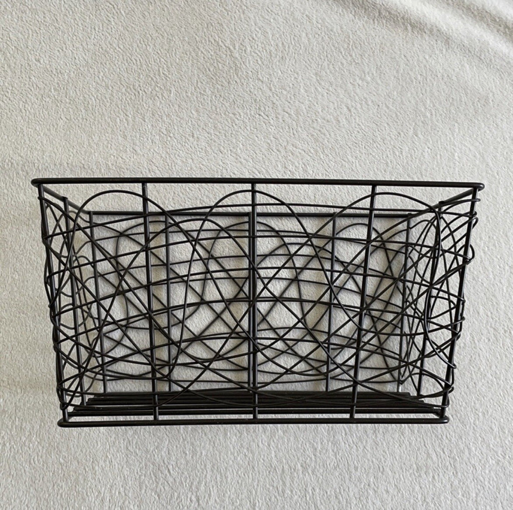 Decorative Brown Swirled Metal Storage Basket / Bin / Container