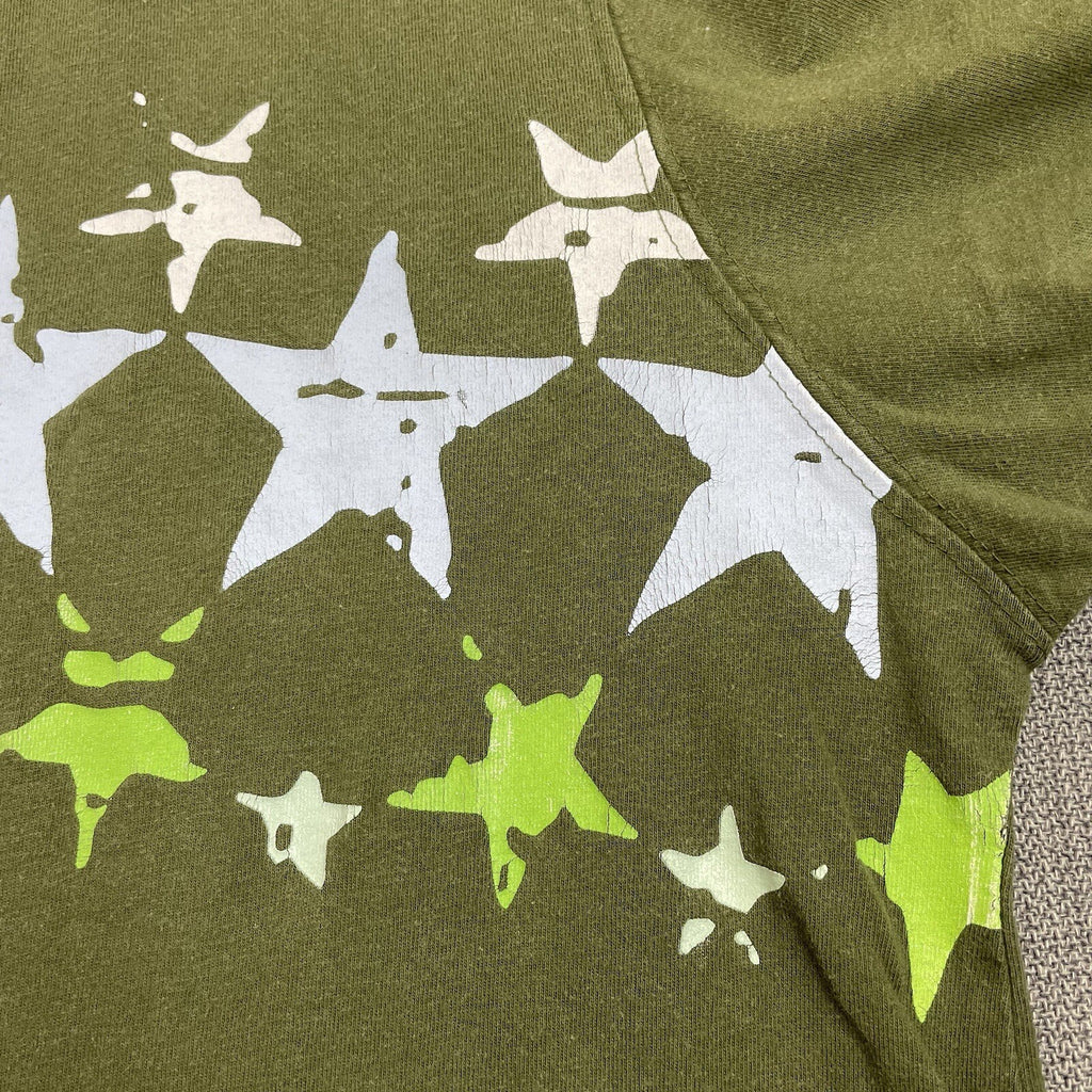 RocaWear Men Size XXXL (3XL) Green Short Sleeve Logo T-Shirt with Printed Stars